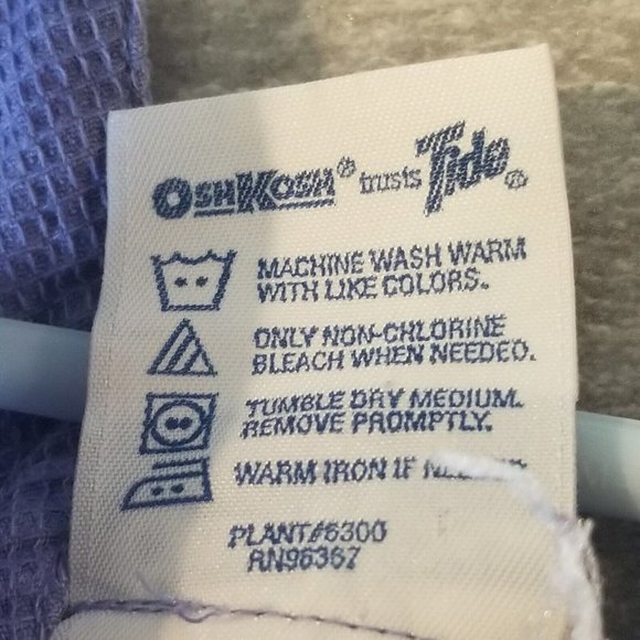 Vintage OshKosh Girls 4T Purple Floral Cotton India Buttons Ties Textured - Picture 6 of 6